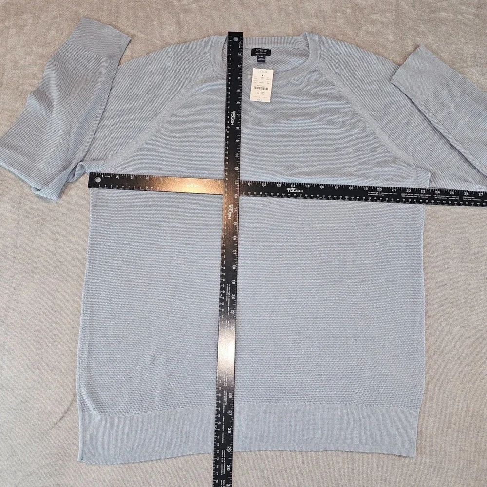 J.Crew Crewneck Sweater Men's XXL Light Blue 100% Cotton Textured Raglan CD617
